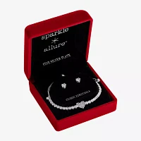 Sparkle Allure Light Up Box Cubic Zirconia Silver Tone Pure Silver Over Brass Heart 2-pc. Jewelry Set