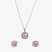 Sparkle Allure Light Up Box Halo 2-pc. Cubic Zirconia Pure Silver Over Brass Square Jewelry Set