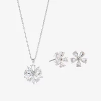 Sparkle Allure Light Up Box 2-pc. Cubic Zirconia Pure Silver Over Brass Flower Jewelry Set