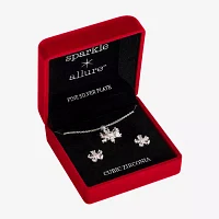 Sparkle Allure Light Up Box 2-pc. Cubic Zirconia Pure Silver Over Brass Flower Jewelry Set