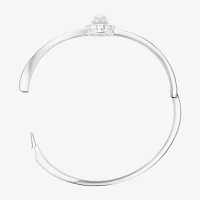 Sparkle Allure Pure Silver Over Brass Oval Bangle Bracelet