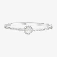 Sparkle Allure Pure Silver Over Brass Oval Bangle Bracelet