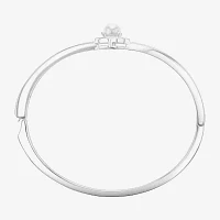 Sparkle Allure Pure Silver Over Brass Oval Bangle Bracelet
