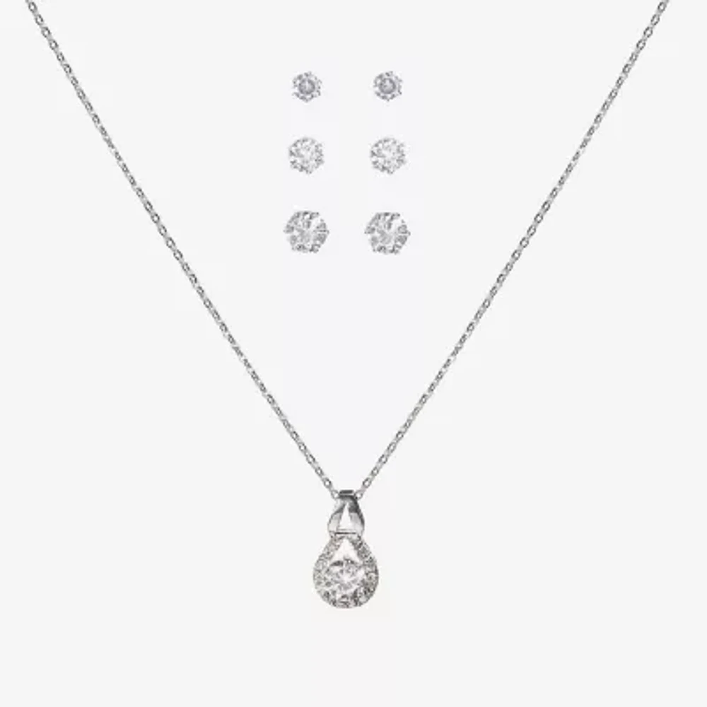 Sparkle Allure Light Up Box 4-pc. Cubic Zirconia Pure Silver Over Brass Pear Jewelry Set