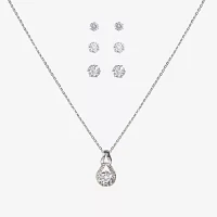 Sparkle Allure Light Up Box 4-pc. Cubic Zirconia Pure Silver Over Brass Pear Jewelry Set