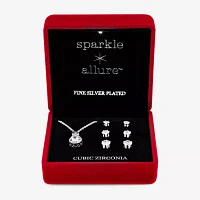 Sparkle Allure Light Up Box 4-pc. Cubic Zirconia Pure Silver Over Brass Pear Jewelry Set