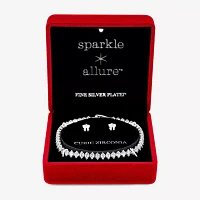 Sparkle Allure Light Up Box 2-pc. Cubic Zirconia Pure Silver Over Brass Oval Round Jewelry Set