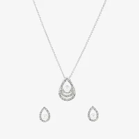 Sparkle Allure Light Up Box Womens White Cubic Zirconia Pure Silver Over Brass Pear 2-pc. Jewelry Set