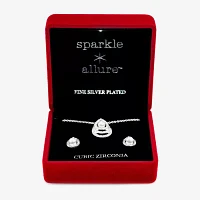 Sparkle Allure Light Up Box Womens White Cubic Zirconia Pure Silver Over Brass Pear 2-pc. Jewelry Set