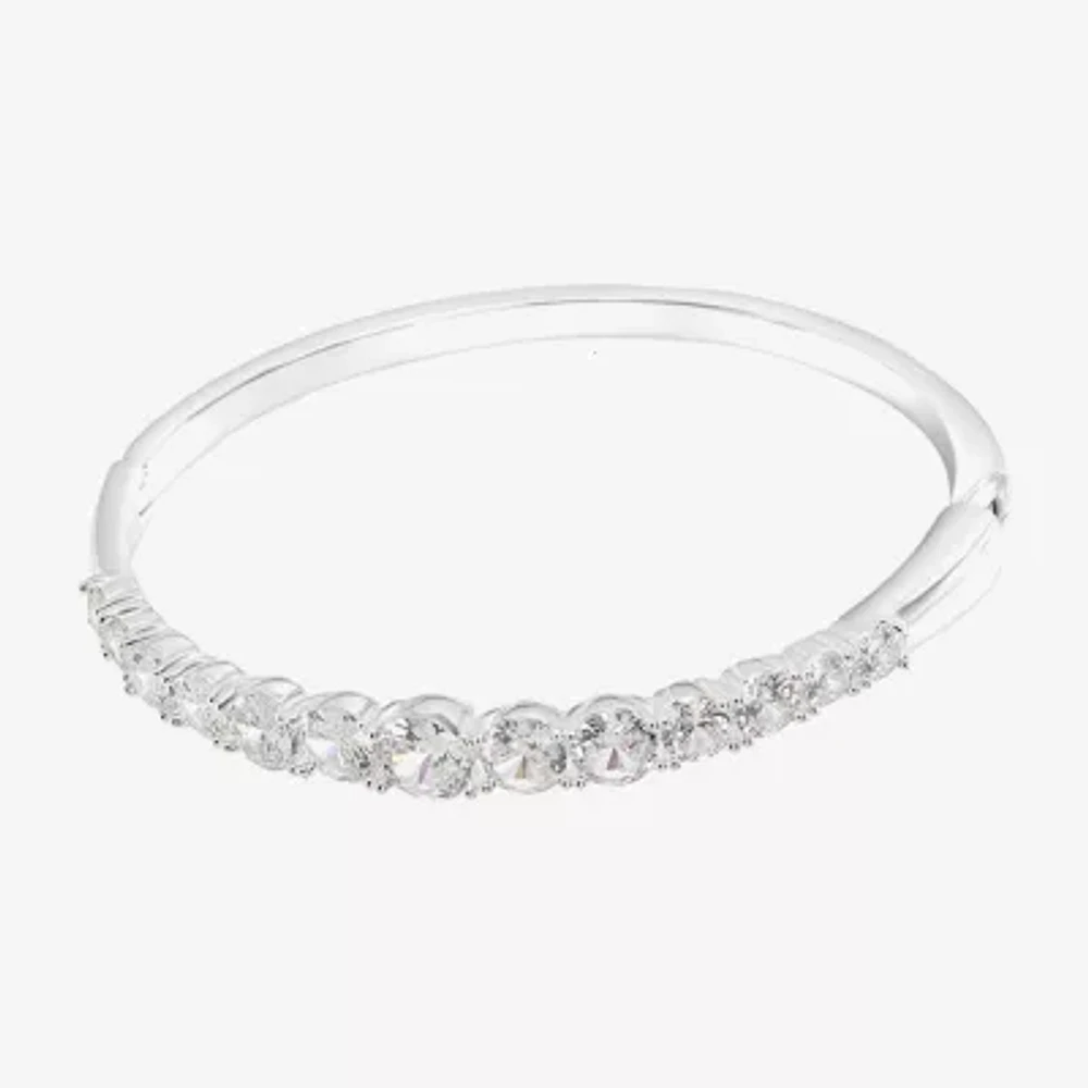 Sparkle Allure Pure Silver Over Brass Bangle Bracelet