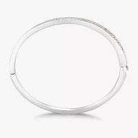 Sparkle Allure Pure Silver Over Brass Bangle Bracelet