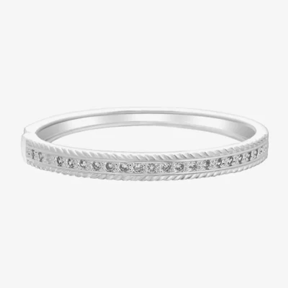 Sparkle Allure Rope Edge Pure Silver Over Brass Bangle Bracelet