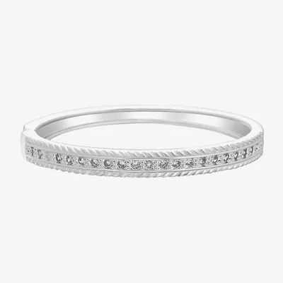 Sparkle Allure Rope Edge Pure Silver Over Brass Bangle Bracelet