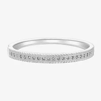 Sparkle Allure Rope Edge Pure Silver Over Brass Bangle Bracelet