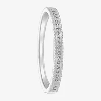Sparkle Allure Rope Edge Pure Silver Over Brass Bangle Bracelet