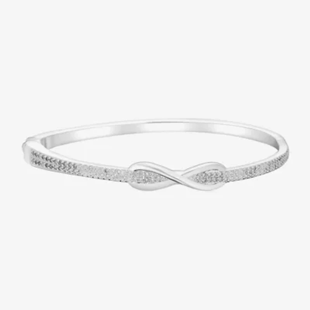 Sparkle Allure Womens White Pure Silver Over Brass Infinity Bangle Bracelet