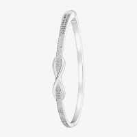 Sparkle Allure Womens White Pure Silver Over Brass Infinity Bangle Bracelet