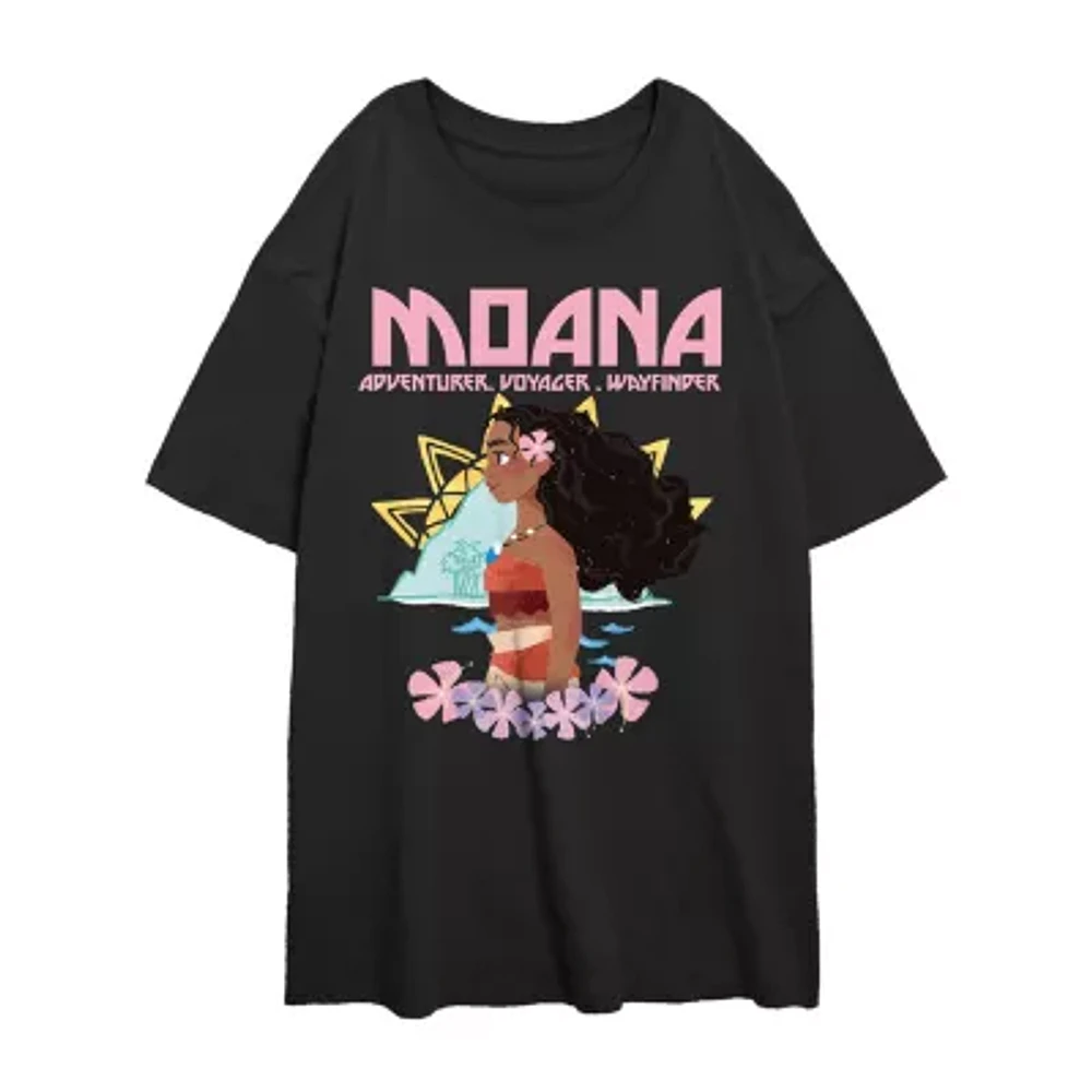 Juniors Moana Voyager Tee Womens Crew Neck Short Sleeve Graphic T-Shirt