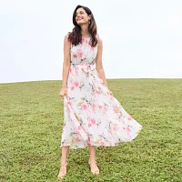 Studio 1 Womens Sleeveless Floral Maxi Dress