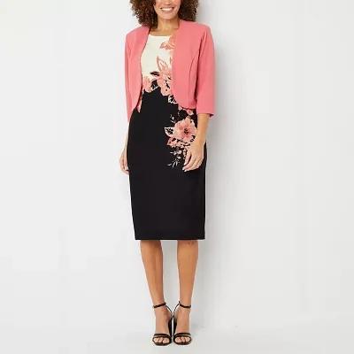 Maya Brooke Womens Floral Jacket Dress