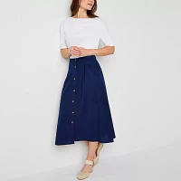 St. John's Bay Womens Midi A-Line Skirt-Tall