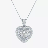 I1-I2/G-H) Womens 1/ CT. T.W. Lab Grown White Diamond 10K White Gold Heart Pendant Necklace