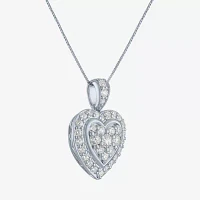 I1-I2/G-H) Womens 1/ CT. T.W. Lab Grown White Diamond 10K White Gold Heart Pendant Necklace