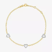 (G-H / I1-I2) 1/3 CT. T.W. Lab Grown White Diamond 10K Gold Heart Charm Bracelet