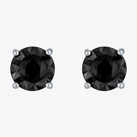 1/2 CT. T.W. Natural Black Diamond Sterling Silver 6.5mm Round Stud Earrings