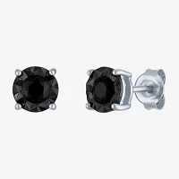 1/2 CT. T.W. Natural Black Diamond Sterling Silver 6.5mm Round Stud Earrings