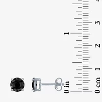 1/2 CT. T.W. Natural Black Diamond Sterling Silver 6.5mm Round Stud Earrings