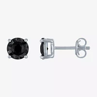 1/2 CT. T.W. Natural Black Diamond Sterling Silver 6.5mm Round Stud Earrings