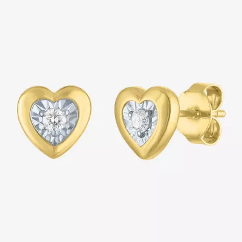 (G-H / I1-I2) 1/10 CT. T.W. Lab Grown White Diamond 14K Gold Over Silver 7.5mm Heart Stud Earrings