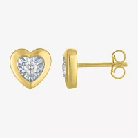 (G-H / I1-I2) 1/10 CT. T.W. Lab Grown White Diamond 14K Gold Over Silver 7.5mm Heart Stud Earrings