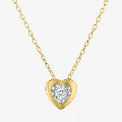 (G-H / I1-I2) Womens 1/10 CT. T.W. Lab Grown White Diamond 14K Gold Over Silver Heart Pendant Necklace