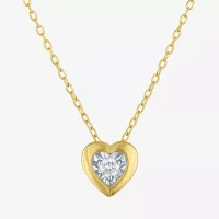 (G-H / I1-I2) Womens 1/10 CT. T.W. Lab Grown White Diamond 14K Gold Over Silver Heart Pendant Necklace