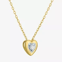 (G-H / I1-I2) Womens 1/10 CT. T.W. Lab Grown White Diamond 14K Gold Over Silver Heart Pendant Necklace