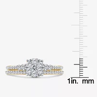 Womens 3/4 CT. T.W. Natural White Diamond 10K Gold Halo Bridal Set
