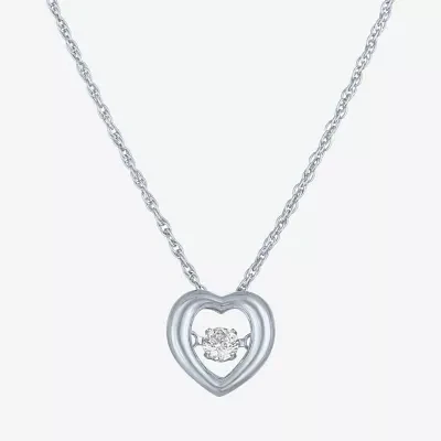 Yes Please! (G-H / I1-I2) Womens 1/10 CT. T.W. Lab Grown White Diamond Sterling Silver Heart Pendant Necklace