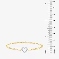 Yes Please! (G-H / I1-I2) Diamond Accent Lab Grown White Diamond Accent 14K Gold Over Silver Heart Charm Bracelet