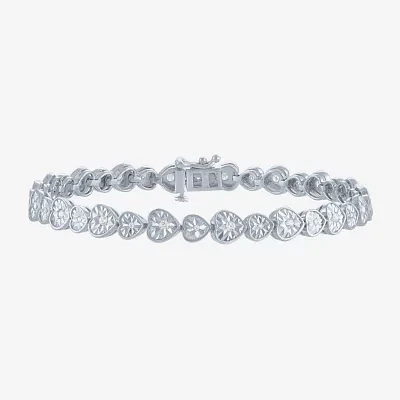 (G-H / I1-I2) 1/2 CT. T.W. Lab Grown White Diamond Sterling Silver Heart 7.25 Inch Tennis Bracelet