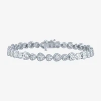 (G-H / I1-I2) 1/2 CT. T.W. Lab Grown White Diamond Sterling Silver Heart 7.25 Inch Tennis Bracelet