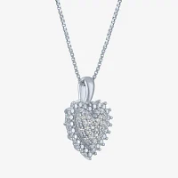 (G-H / I1-I2) Womens 1/10 CT. T.W. Lab Grown White Diamond Sterling Silver Heart Pendant Necklace