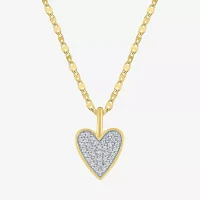 (G-H / I1-I2) Womens 1/7 CT. T.W. Lab Grown White Diamond 14K Gold Over Silver Sterling Silver Heart Pendant Necklace