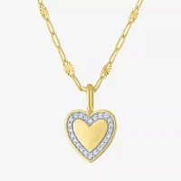 Diamond Addiction (G-H / I1-I2) Womens 1/10 CT. T.W. Lab Grown White Diamond 14K Gold Over Silver Heart Pendant Necklace