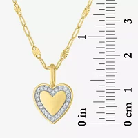 Diamond Addiction (G-H / I1-I2) Womens 1/10 CT. T.W. Lab Grown White Diamond 14K Gold Over Silver Heart Pendant Necklace