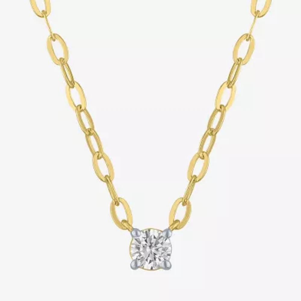 Diamond Addiction (G-H / I1-I2) Womens 1/4 CT. Lab Grown White 14K Gold Over Silver Sterling Round Pendant Necklaces