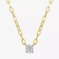 Diamond Addiction (G-H / I1-I2) Womens 1/4 CT. Lab Grown White 14K Gold Over Silver Sterling Round Pendant Necklaces