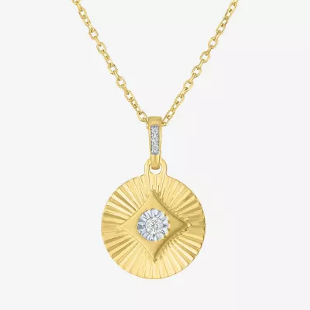 Diamond Addiction (G-H / I1-I2) Womens Diamond Accent Lab Grown White Diamond 14K Gold Over Silver Round Pendant Necklace