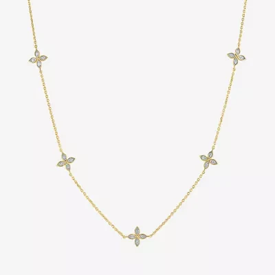 Diamond Addiction (G-H / I1-I2) Womens 1/4 CT. T.W. Lab Grown White Diamond 14K Gold Over Silver Sterling Silver Flower Pendant Necklace